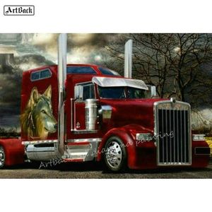 Pittura diamante 5D Camion Immagine Piazza piena di auto Strass Mosaico Punto croce Camion Lupo Bastone Trapano Ricamo 201201314K