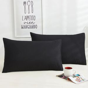 Fronha de algodão cor sólida fronha de cama preto capa de almofada envelope personalizado fronha capa 40x60 40x70 50x70 240306