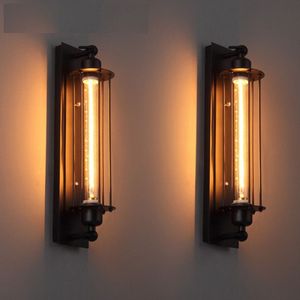 Moderno estilo industrial design preto ferro lâmpada de parede americano loft pintura restaurante decoração led e27 tubo luz quente 220v259p