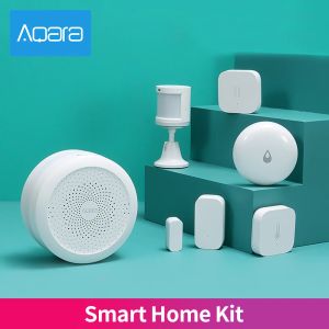 Комплект управления Aqara для умного дома Zigbee Hub Беспроводной переключатель Датчик влажности человека Датчик воды Дверные датчики Дистанционное управление Приложение work mi home