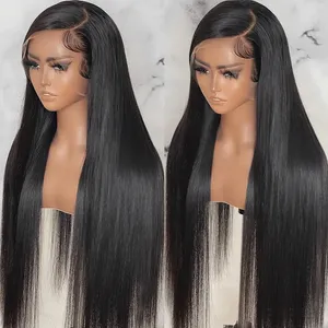 Transparent Straight Lace Frontal Wig 180D 13x4 Lace Front Human Hair Wigs PrePlucked Bone Straight Human Hair Wig for Women