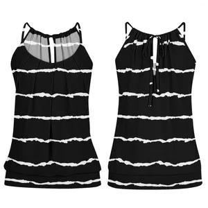 Camisoles tanques casual regata para mulher sem mangas bainha traseira rugas o pescoço solto topos camisetas blusa