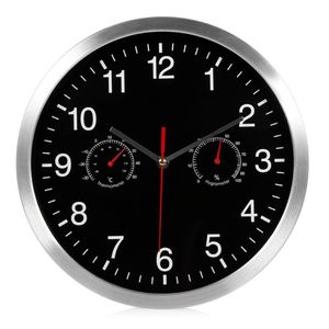 I 1 Silent Quartz Wall Clock Tyst rörelse Hygrometer No-Ticking Home Art Decor Clocks249q