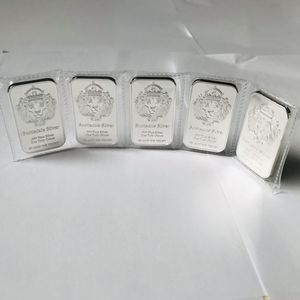 50 peças moeda não magnética cradt americano scottsdale cabeça de leão 1 oz emblema lingote banhado a prata 5 0x2 8 cm selado a vácuo pac278l