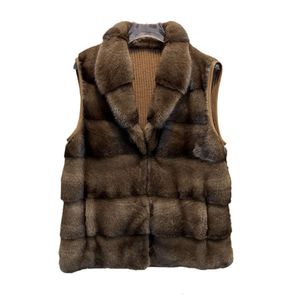 Autunno/Inverno Nuova Pelliccia 2023 Cappotto delle Donne Regolari Visone Impiombato Cashmere Tessuto Gilet Moda Kam Spalla 9540