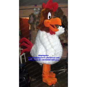 Costumi mascotte Pelliccia lunga bianca Pollo Chook Gallo Gallina Pulcino Costume mascotte Personaggio adulto COSPLY Gioco di ruolo Immagine Ambasciatore Zx2289