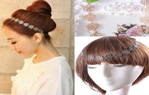 2020 Yeni Moda Metalik Lady Hollow Gül Çiçeği Elastik Saç Kafa Bantları Altın Başlıklar Kenar Aksesuarları Kadınlar Düğün AC7042496