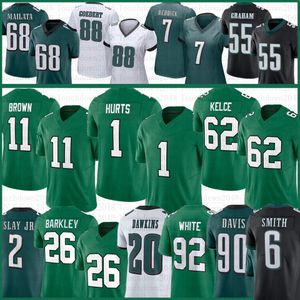 26 Saquon Barkley Jalen Hurts Kelly Green Football Jersey A.J.Brown Carter Devonta Smith Haason Reddick Jason Kelce Darius Slay Lane Johnson Mailata Goedert