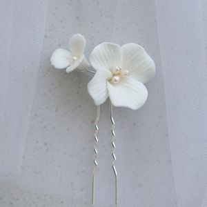 Handmade Wedding Bridesmaids Hair Accessories Ceramics Flower Bridal Hair Pin 2515