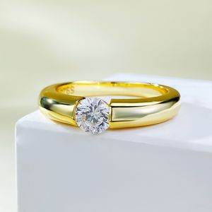 Solitaire moissanite anel de diamante 100% real 925 prata esterlina festa de casamento anéis de banda para mulheres homens jóias de noivado
