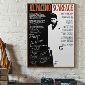 Signature Movie Scarface Painting Poster Print Decorative Wall Pictures For Living Room No Frame Home Decoration Accessories1237u