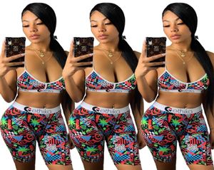 Women underwear Swimsuit Crop Top Vest + Swim Shorts Trunks Boxers 2 Piece Set Tracksuit Patchwork Shark Camo Swimwear Bikini ET252010452