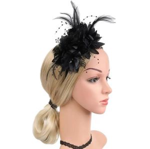 80er-Jahre-Fascinator für Damen, Tea-Party-Stirnband, Cocktail-Blumen-Feder-Kopfbedeckung für Hochzeit, 20er-50er-Jahre-Karneval, Halloween-Dekoration