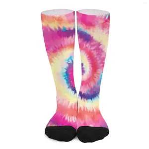 Mulheres meias colorido tie dye arco-íris redemoinho na moda meias casal confortável correndo outono design anti skid