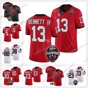 UGA Georgia Football Jerseys 2023 National Champions Jersey Stetson Bennett IV Milton Kenny McIntosh Edwards Ladd McConkey Mitchell Starks Bowers