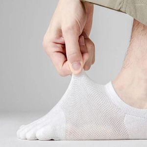 Herrensocken, Fußschweiß absorbierend, Frühling und Sommer, dünne Baumwolle, fünf Finger, Netzprodukt, flacher Mund