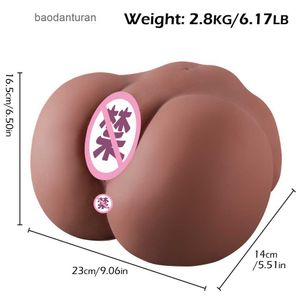 Half Body Sex Doll Huanse Brown Solid Silicone LOWER BODY Big Butt Human Vagina Hip Invertered Film Aircraft Cup For Men CJNL