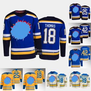 Anpassade män kvinnor ungdomar St. Louis''blues''18 Robert Thomas Jersey Jake Neighbours Alexey Toropchenko Kasperi Kapanen Brayden Schenn Binnington Buchnevich Joel Torey