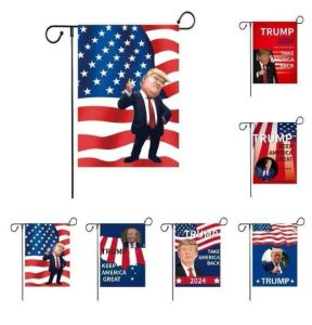 Lato DHL Doppia 12x18 pollici Campagna Giardino Bandiera Trump 2024 Decorazione Banner Riprendi l'America Indietro C0602G15