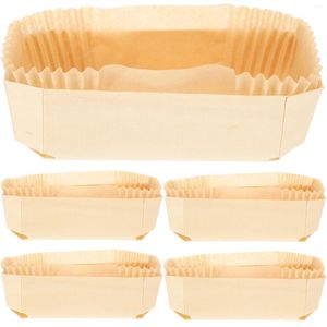 Disposable Dinnerware Wooden Box Paper Tray Baking Pan Cake Mold Nonstick Toast High Temperature Resistance Holder DIY Rectangular With