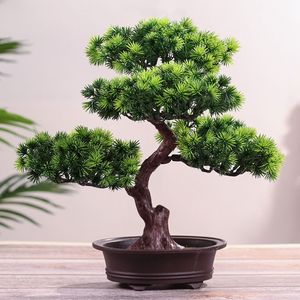 Festival Potted Plant Simulation Decorative Bonsai Home Office Pine Tree Gift DIY Ornament Lifelike Accessory Artificial Bonsai LJ300o