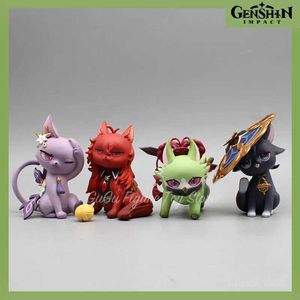 Cartoon Figures Womens Tracksuits 10cm Genshin Impact Zhongli Keqing Miko Cute Wanderer Yae Cats figurines Anime Gk figurines Pvc statue doll Toy model gifts 240311