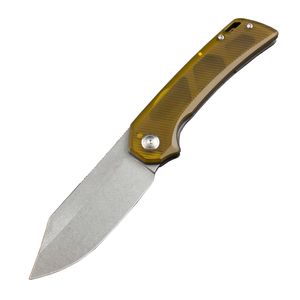 Special Offer A2351 High End Flipper Folding Knife 14C28N Stone Wash Blade PEI with Steel Sheet Handle Ball Bearing Fast Open Flipper Folder Knives Outdoor EDC Tools