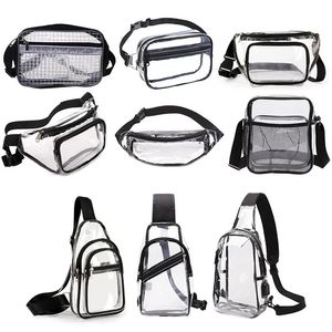 Transparent midja roligt pack Clear Sling Belt Bag PVC Portable Travel Hip Bum Small Purse Crossbody Shoulder Chest Phone Pouch 240311