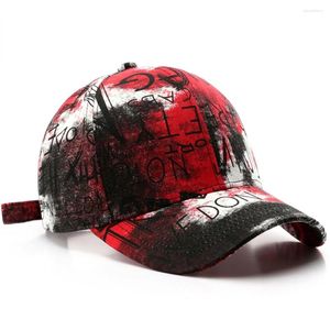 Ballkappen Trendy Graffiti Muster Cappellino Baseballkappe Rote Farbe Hip Hop Hüte Für Männer Frauen Sommer Snapback Gesicht Gorras Hombre