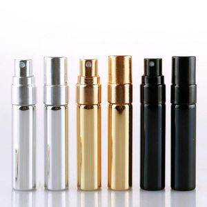 Mini-Glasfläschchen, Parfümflaschen, 5 ml, nachfüllbar, tragbar, leer, Zerstäuber, Gold, Silber, Schwarz, Parfüm-Sprühflasche, Rslox