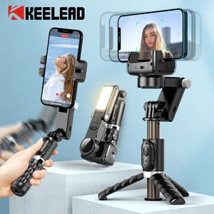 Q18 Desktop efter skjutläge Gimbal Stabilizer Selfie Stick TripoD med Fill Light för mobiltelefon Smartphone 240306