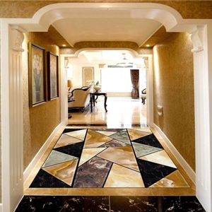 Benutzerdefinierte Bodenwandbild Tapete Marmor geometrisches Mosaik 3D-Bodenbelag Wohnzimmer Schlafzimmer Balkon PVC-Bodenaufkleber Home Decor313w