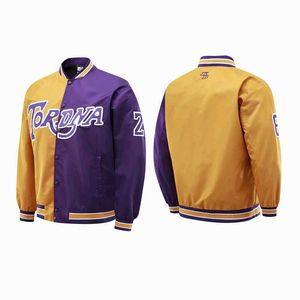 Lakers Dynasty Purple Gold 24 Kobe Pamiłający klip Patrzył Warriors 76ers Celtics Basketball Loose Płaszcz