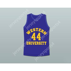 Custom Name Any Team THE POINT SHAVER 44 WESTERN UNIVERSITY DOLPHINS WHITE BASKETBALL JERSEY BLUE CHIPS All Ed Size S M L XL XXL 3XL 4XL 5XL 6XL Top Quality