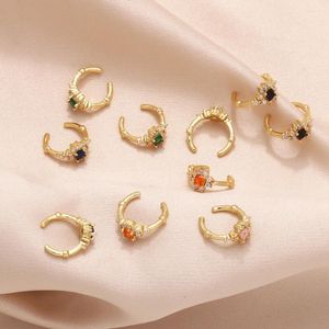 Ryggar örhängen mini cz kristallklipp för kvinnor guldpläterade c form öronklipp lyckliga smycken vänner gåvor era179