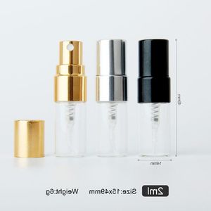 50 stycken/Lot Mini 2 ml Clear Spray Viage Bottle Portable Glass Refillable Parfym Bottles Ciqin