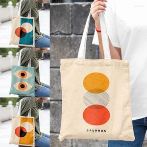 Borse per la spesa Geometria minimalista astratta Rosso Giallo Beige Modello stampato Borsa da viaggio per donna Cibo da picnic ambientale