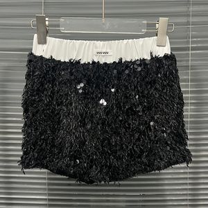 Letra lantejoulas mulheres shorts de cintura alta luxo designer mini boxers falso duas peças preto sexy boxer shorts