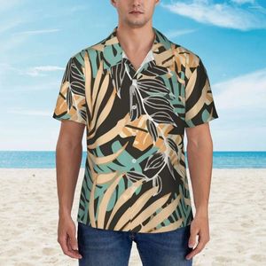 Men's Casual Shirts Hawaii Shirt Vacation Tropical Plants Print Blouses Colorful Leaves Retro Male Short Sleeve Y2K Street Top