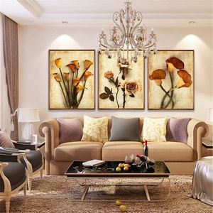 Frameless Canvas Art Oil Painting Flower Painting Design Home Decor Print Wall Art Modular Picture for Living Room Wall 3 Panel Y2283c