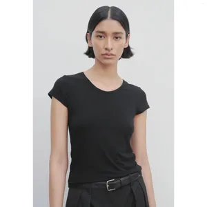 Women's T Shirts Summer Commuting Fine Viscose Round Neck Solid Color Short-sleeved Fashion T-shirt Women