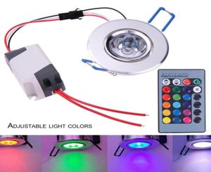 AC85265V Remote Control Led Spot Light 3W RGB Ceiling Downlight Aluminum RGB Colorful Lighting Night Light with Remote Control2496022869