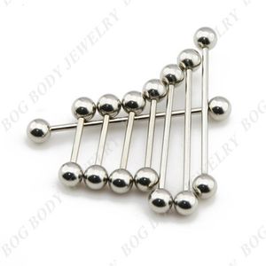 Bogindustrial halteres de aço inoxidável barra reta língua barras mamilo anéis corpo piercing jóias 50pcslot 14g 240226