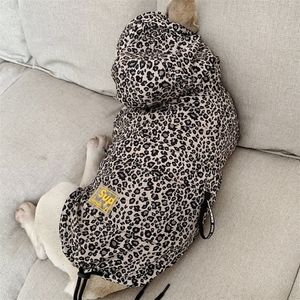 Vestiti impermeabili del cane Moda Pet Dog Impermeabile Cucciolo Gatto Felpa con cappuccio Leopard Piccolo cane Giacca Abbigliamento Forniture per animali Bulldog francese T200298V