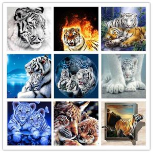 Diamond Målning 5D Tiger Full Diamond Mosaic Animal Cross-Stitch Modern Cartoon Embroidery Home Harts271f