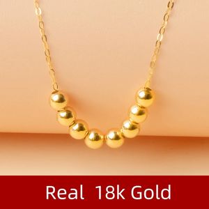 ZHIXI Pure 18K Gold Halskette Anhänger AU750 Kleine goldene Kugeln 3mm O Kette Damen Edlen Schmuck Party Geschenke 240306