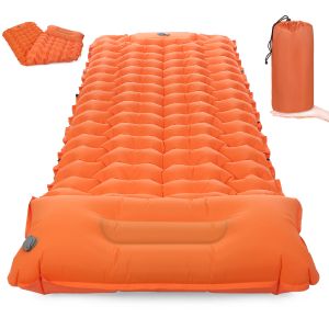 Mat Camping Sleeping Pad with Pillow Builtin Pump Ultralight Inflatable Sleeping Mat Waterproof Travel Camping Air Mattress