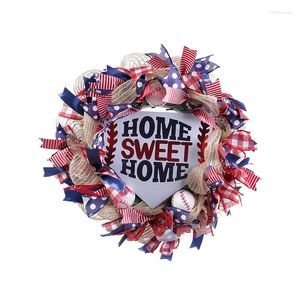 Decorative Flowers SXYPAYXS-4th Of July Wreath Independence Day Patriotic Remembrance Coloured Stripes Home Decoration