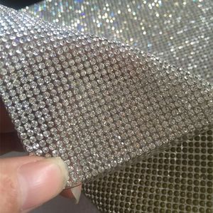 ship2mm super close Clear Crystal Rhinestone Beaded Trim Diamond Mesh fix or self ADHESIVE roll strass Applique Banding f328v