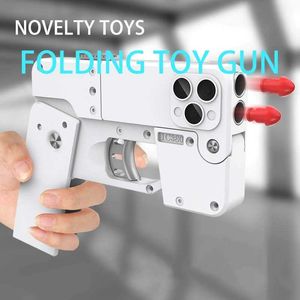 Gun Toys Creative Foldable Toys Gun With Card Toys With Soft Stop Bullets Shooting Model For Adult Boys Kids Party Gifts 240307